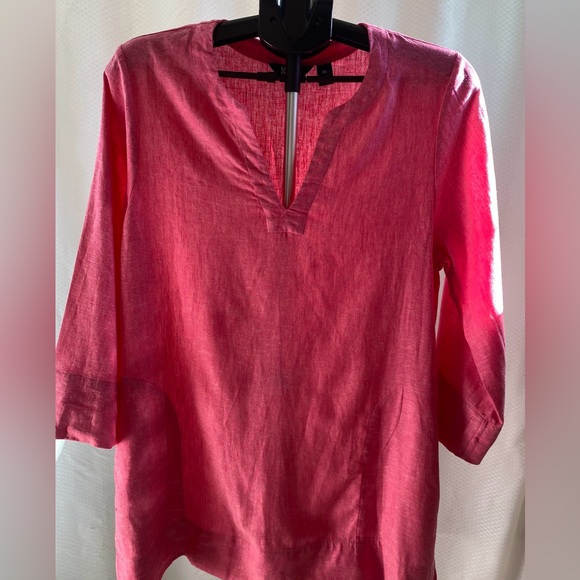 Lands' End Vibrant Pink Linen Blend Blouse - Picture 2 of 8